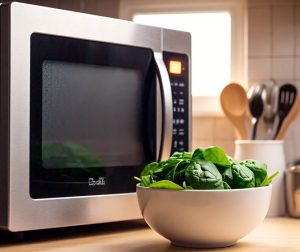 spinach cooking in the microwave