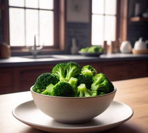 fresh broccoli cooking in the microwave