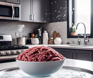 ground beef defrosting in microwave