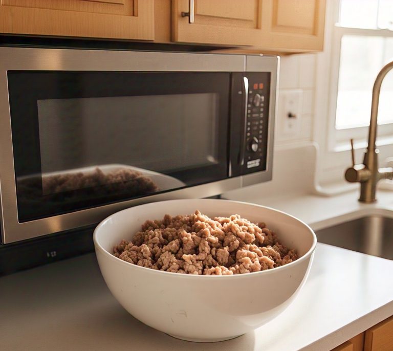 defrosting ground turkey in a microwave