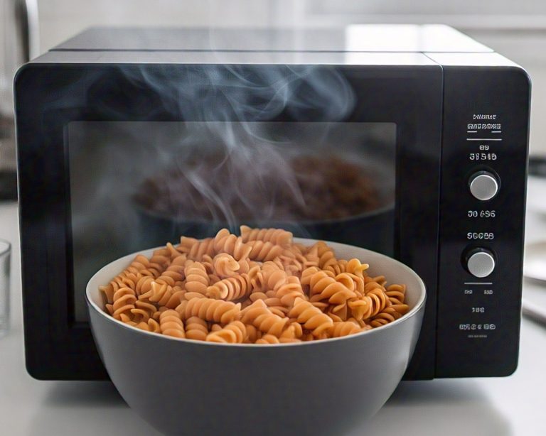 pasta cooking in the microwave