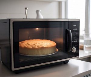 cake cooking in microwave