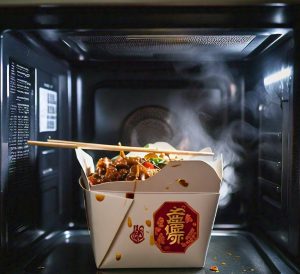 chinese take out box microwaving