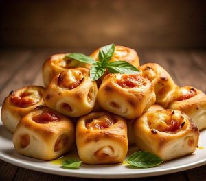 microwave cooking of pizza rolls 