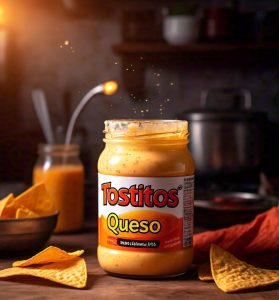 microwaving a jar of Tostitos Queso