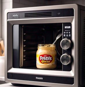 microwaving a jar of Tostitos Queso