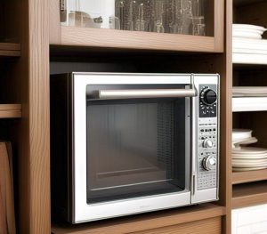 microwave in cabinet