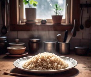 brown rice cooking in the microwave