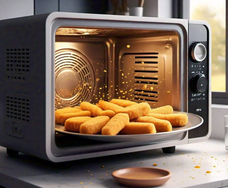 fish sticks cooking in the microwave