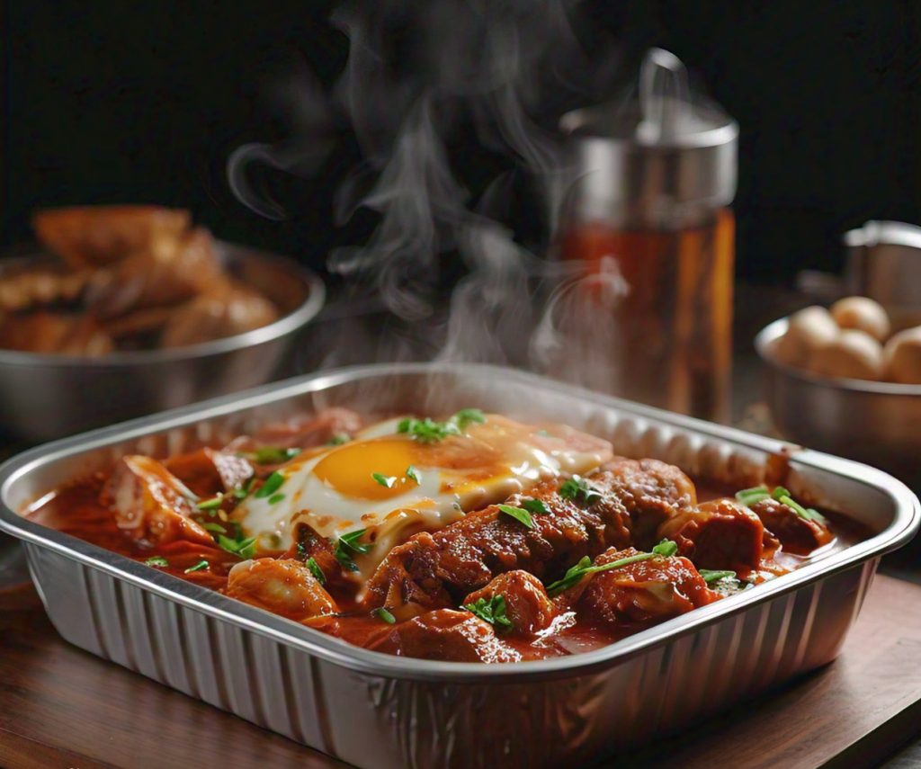 food in aluminum tray