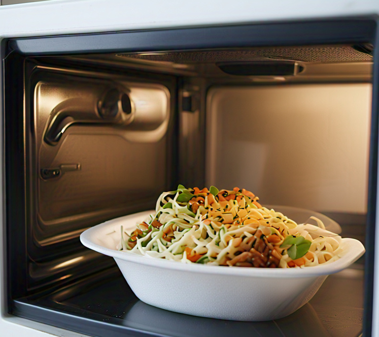 microwaving food in a foam plate