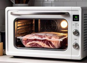 meat unthawing in the microwave