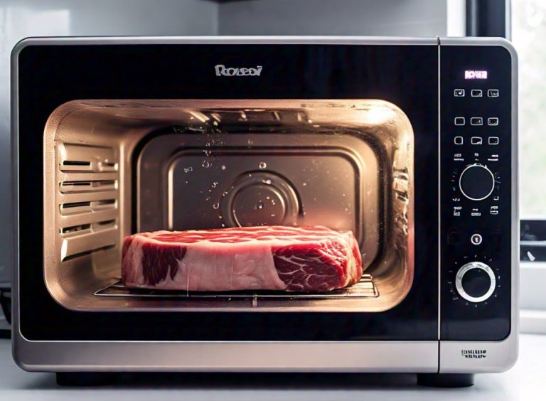 microwave defrosting of steak