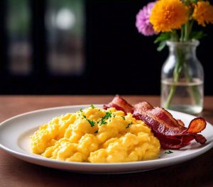 scrambled eggs cooking in microwave