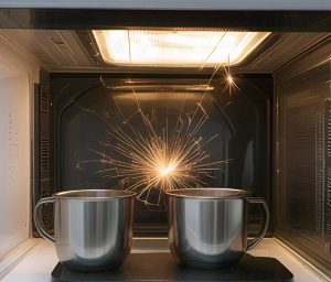 metal cups in microwave