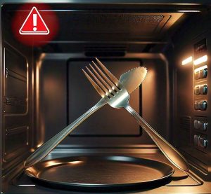 metal fork in microwave