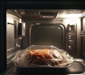 Saran plastic wrap in microwave