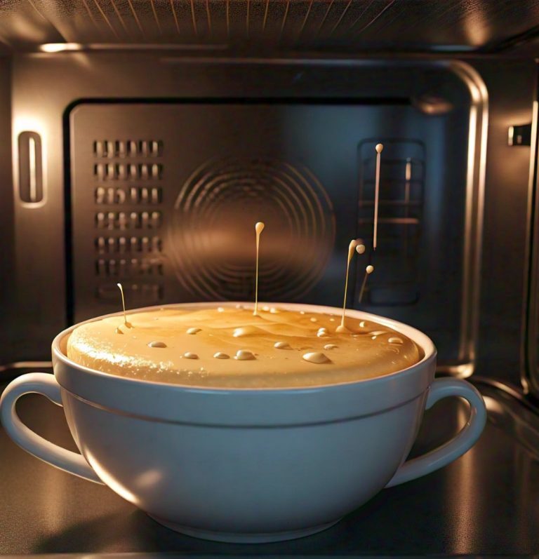 pancake mix cooking inside microwave