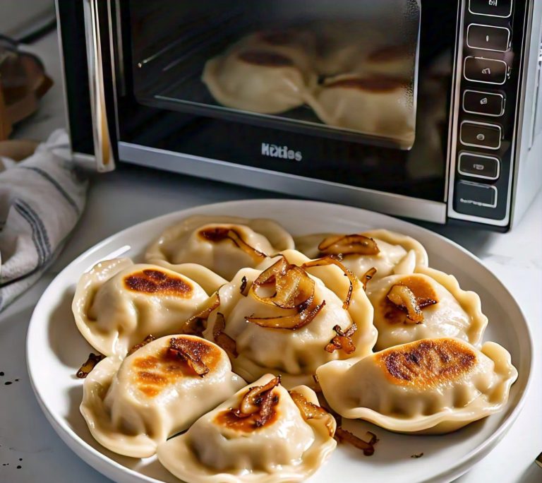 pierogies cooking in the microwave