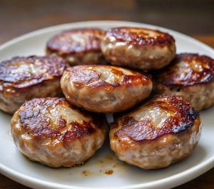 sausage patties cooked in a microwave