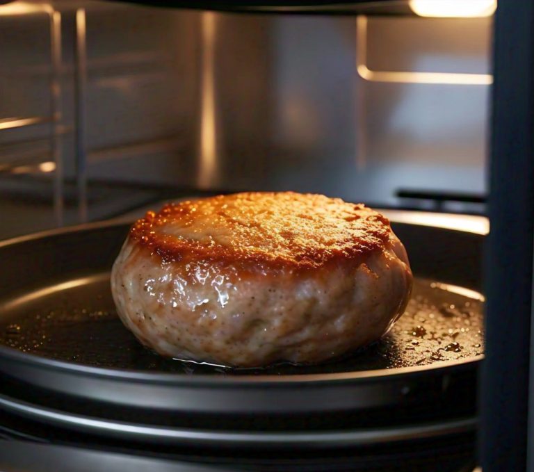 sausage patties cooking in microwave