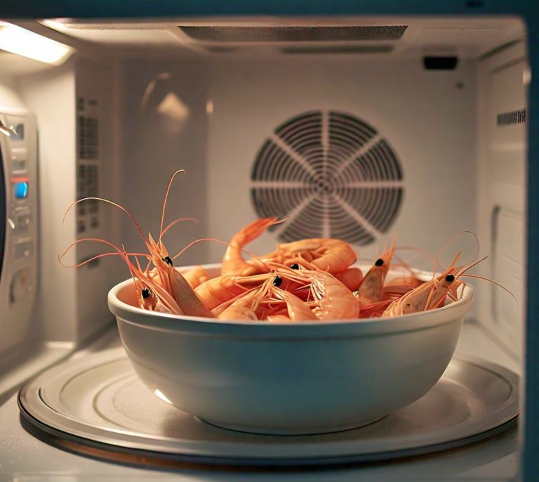 shrimps heating in a microwave