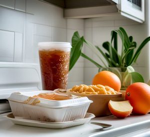 heating styrofoam take out food containers