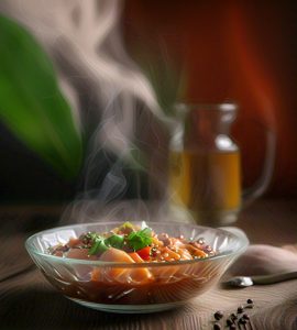 microwave heating of food in glass bowl