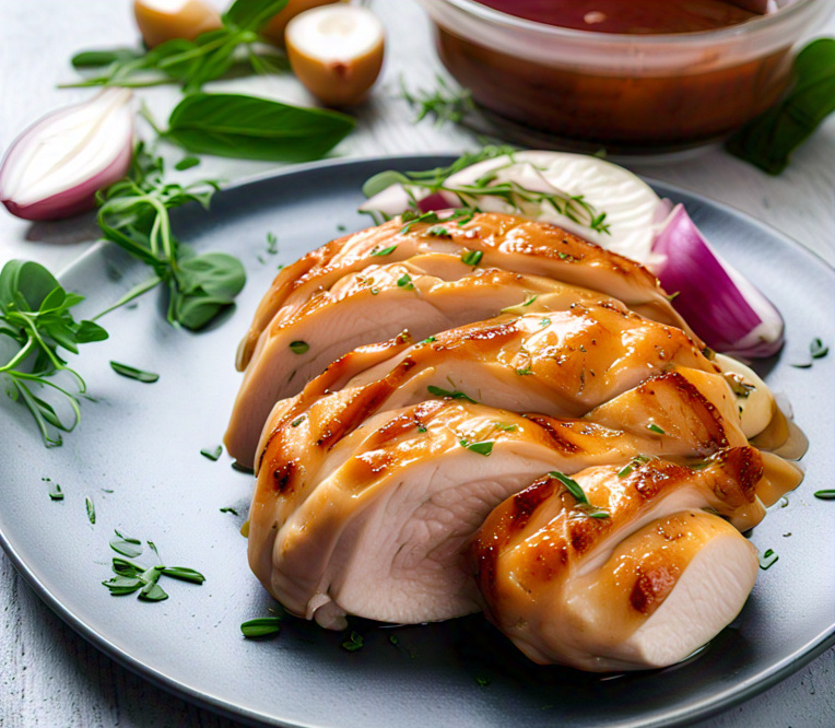 Chicken cooked in microwave