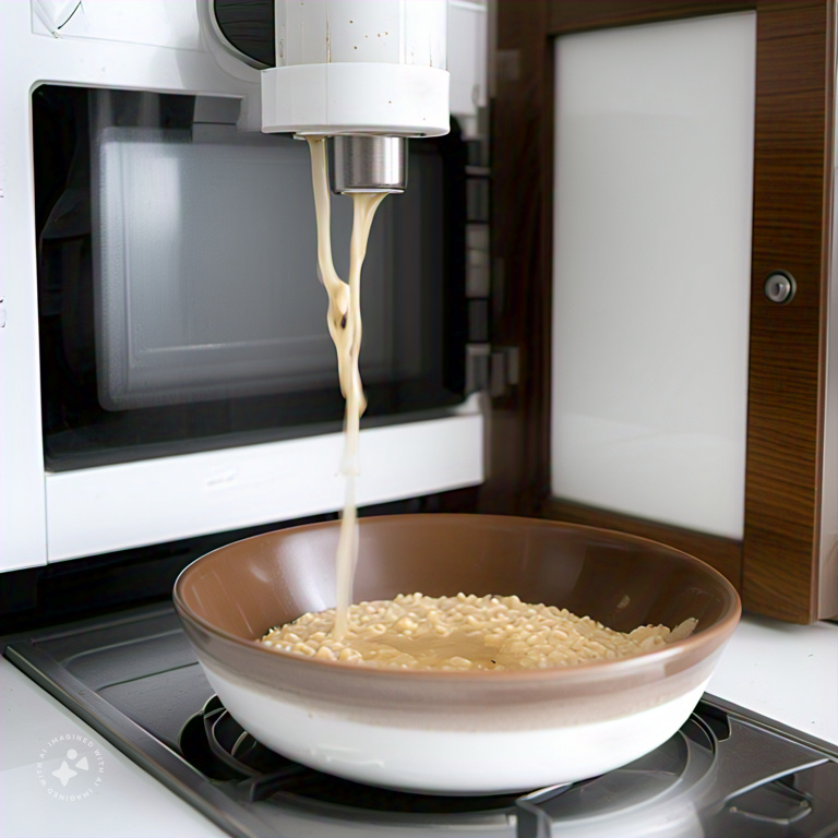 Oatmeal cooking in a microwave