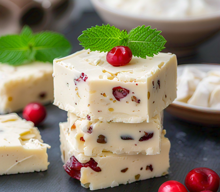 white chocolate cranberry fudge cooked in microwave