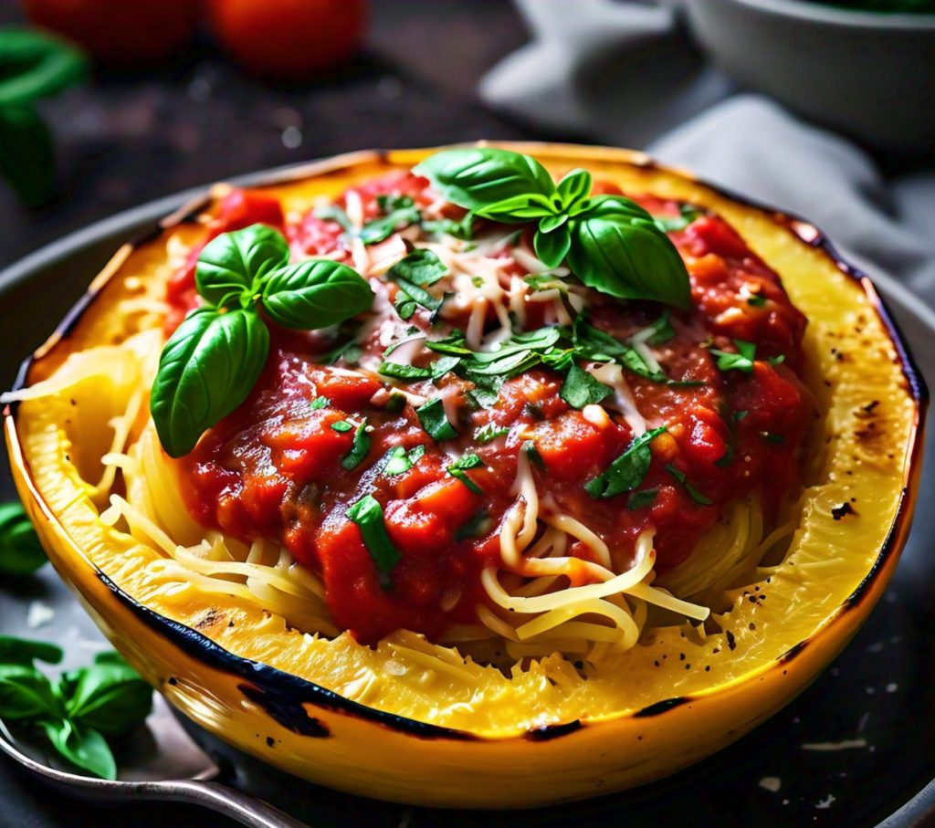 spaghetti squash tomato basil sauce microwave recipe