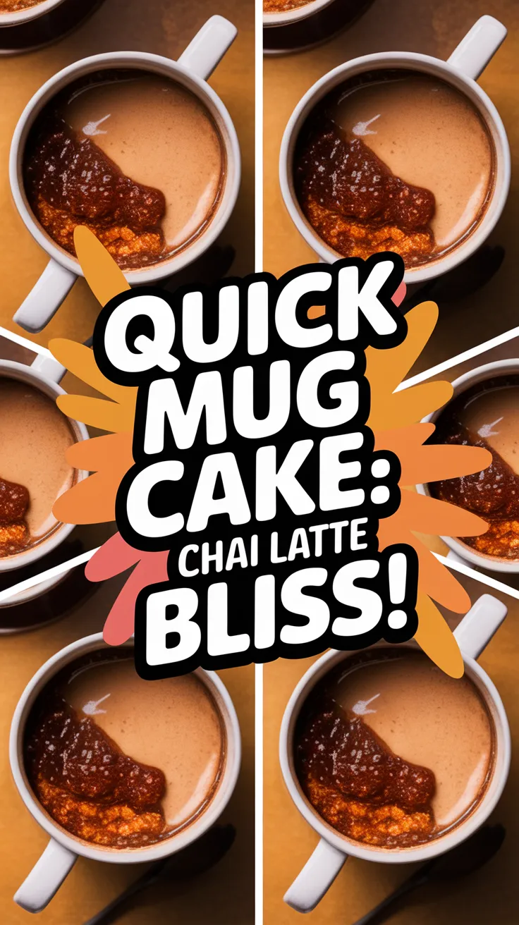 Delicious 2-minute microwave chai latte mug cake topped with creamy froth and spices.