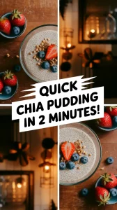 Delicious 2-Minute Microwave Chia Pudding topped with fresh berries and granola