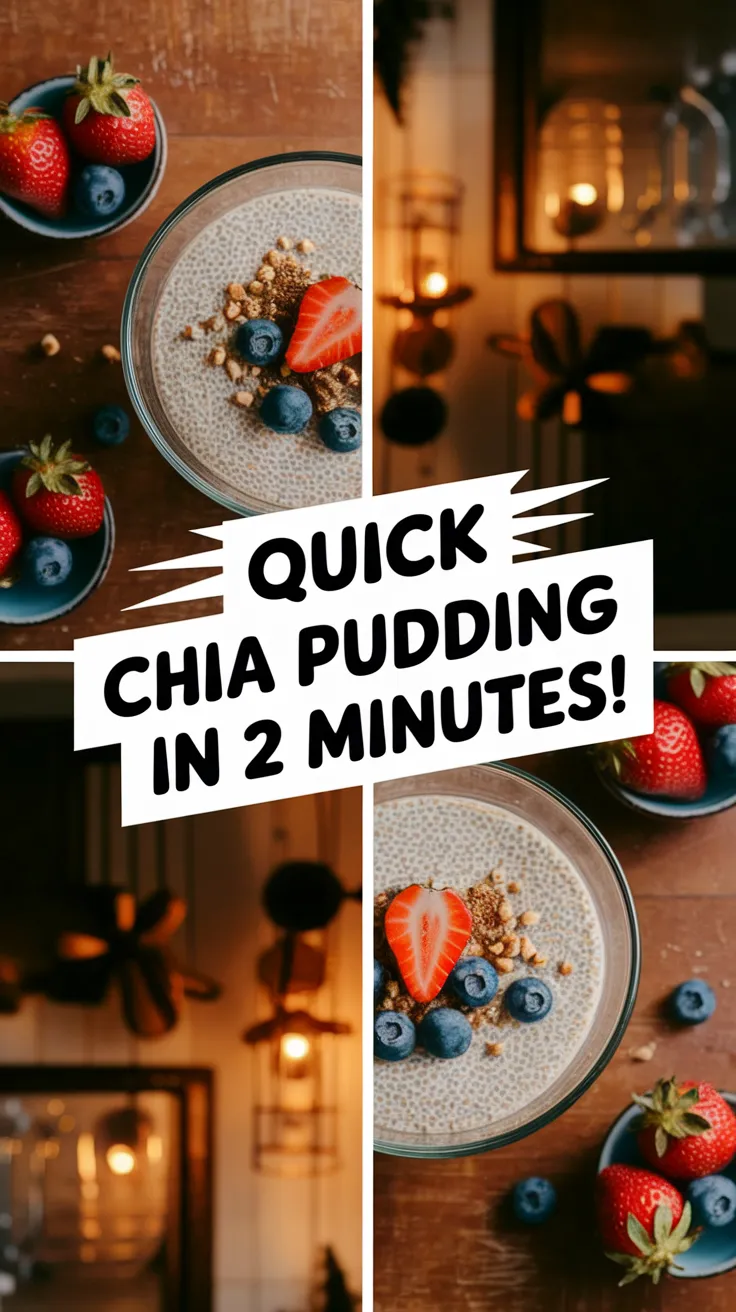 Delicious 2-Minute Microwave Chia Pudding topped with fresh berries and granola