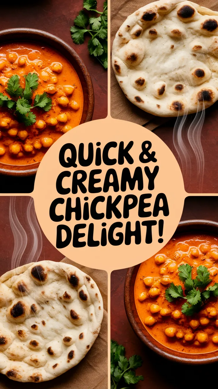 Delicious Chickpea Tikka Masala prepared in a microwave with naan.
