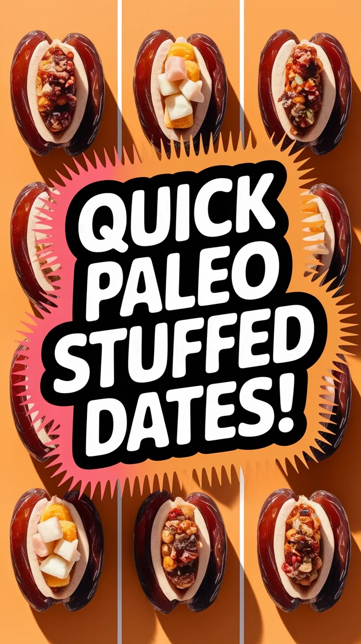 Delicious paleo stuffed dates with a variety of healthy fillings, perfect for a quick snack.