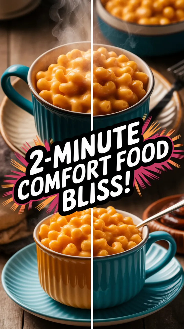 Delicious 2-minute mug mac and cheese served in colorful mugs