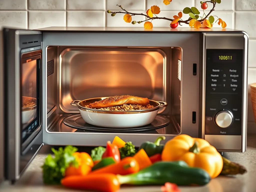 Anyday cookware in a microwave with a dish of food, ideal for microwave-only meals