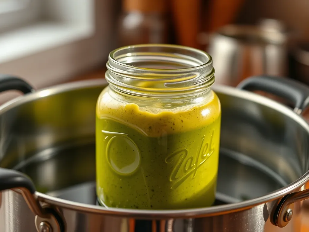 Jar of baby food in a pot, highlighting safety concerns of microwaving baby food in plastic.