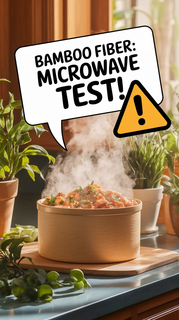 Bamboo fiber container undergoing a microwave test to evaluate safety