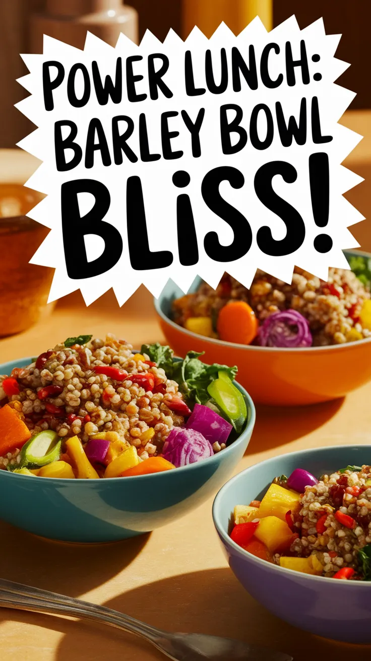 Delicious barley bowl featuring vibrant vegetables for a summer power lunch.