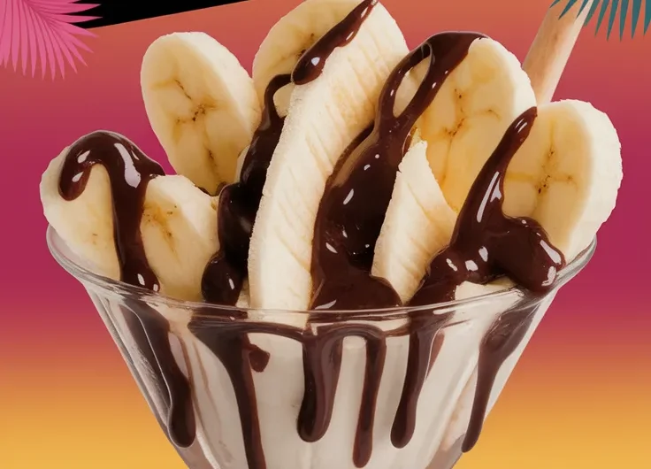 Beachy Banana Splits with Microwave Chocolate Drizzle