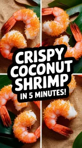 Crispy Coconut Shrimp with a Crunchy Coating Served on a Tropical Background