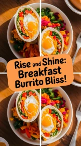 Delicious breakfast burrito filled with eggs and veggies, perfect for camping.