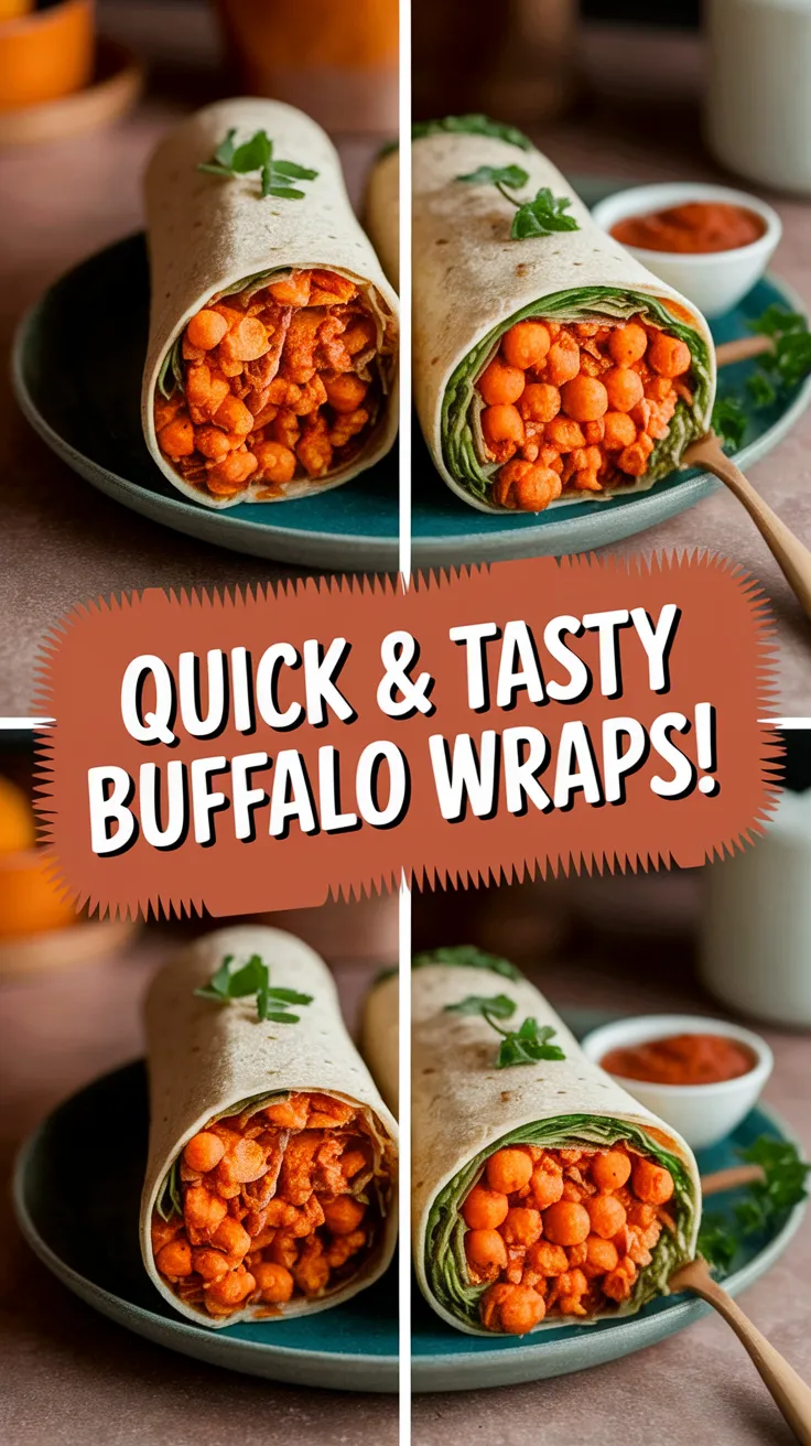 2-Minute Microwave Buffalo Chickpea Wrap filled with spicy chickpeas