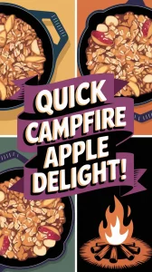 Delicious Camping Apple Crisp made in a microwave skillet, showcasing apples and oats.