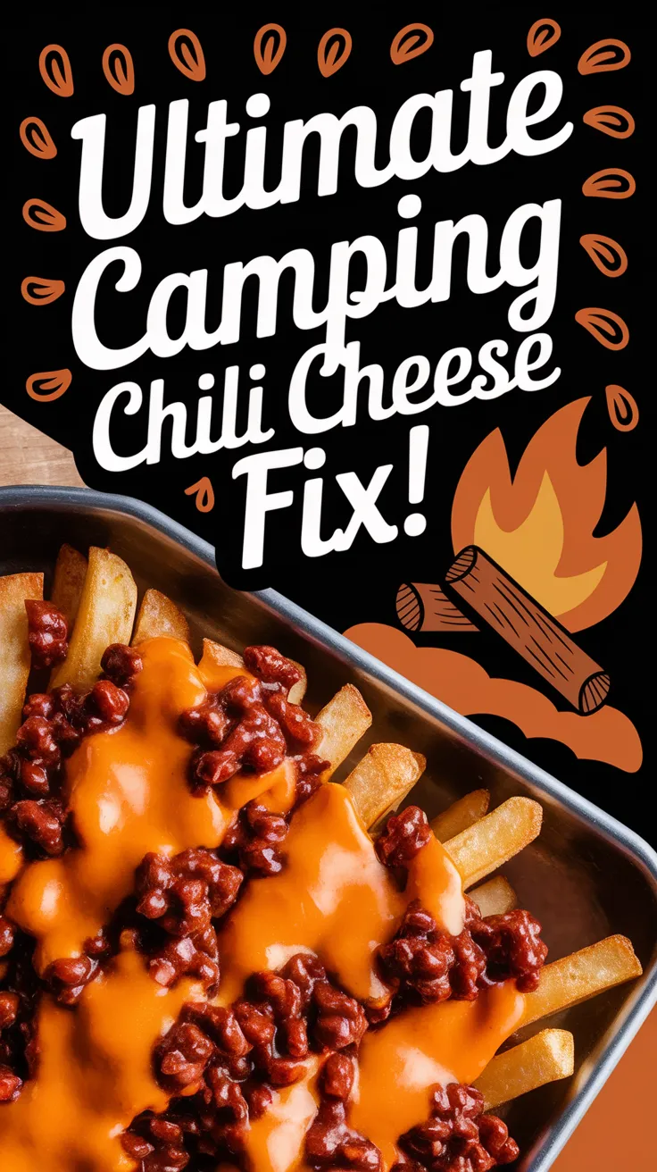 Delicious Camping Chili Cheese Fries topped with chili and cheese for a quick meal.