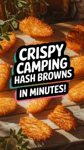 Crispy camping hash browns prepared using the microwave method, perfect for outdoor cooking.