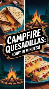Delicious camping quesadillas with melted cheese and fresh ingredients, perfect for a quick meal.